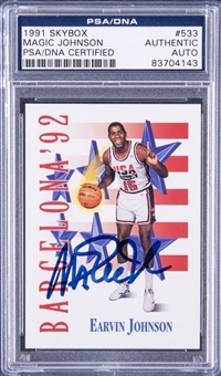 1991 Skybox #533 Magic Johnson Signed Card - PSA/DNA Authentic